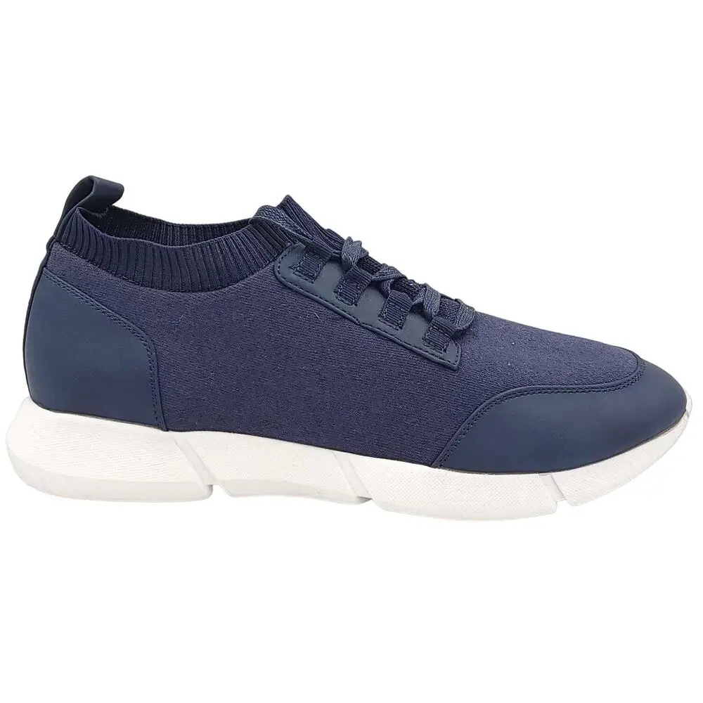 Bar III Men Lace Up Sock Sneakers Quinn Jogger Size US 9.5M Navy Blue Knit